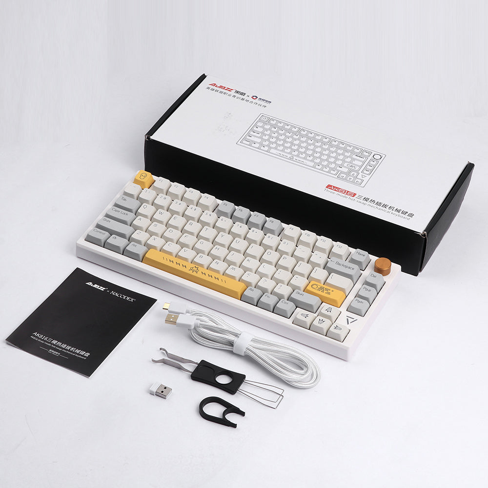 Ajazz AK816 Pro Wireless Mechanical 75%  Full RGB + Rotary Knob 81 Keys Keyboard