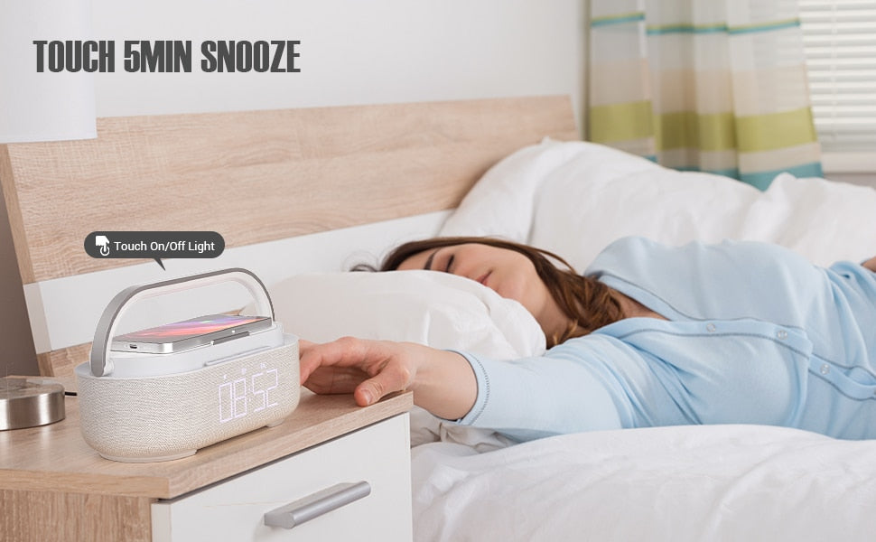 Bluetooth Speaker Digital Alarm Clock with Wireless Charging