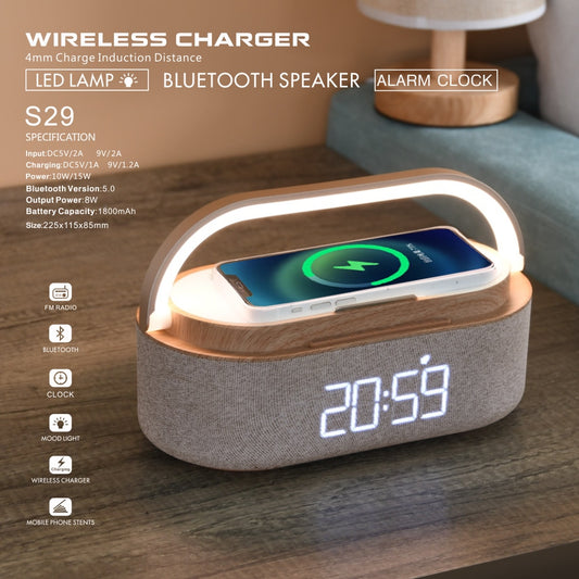 Bluetooth Speaker Digital Alarm Clock with Wireless Charging