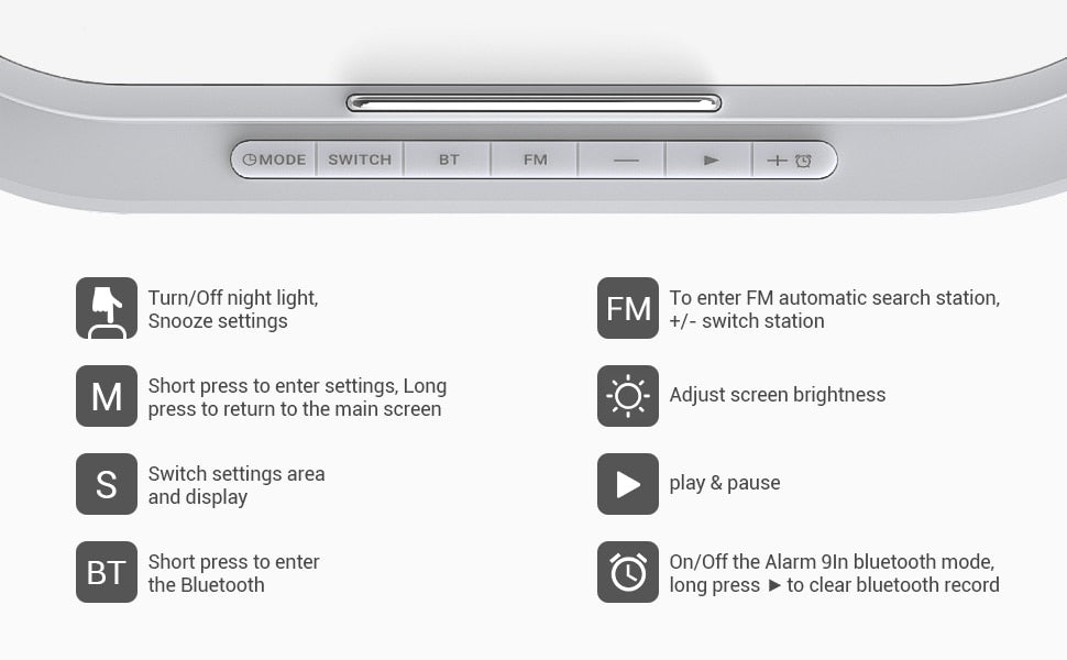 Bluetooth Speaker Digital Alarm Clock with Wireless Charging