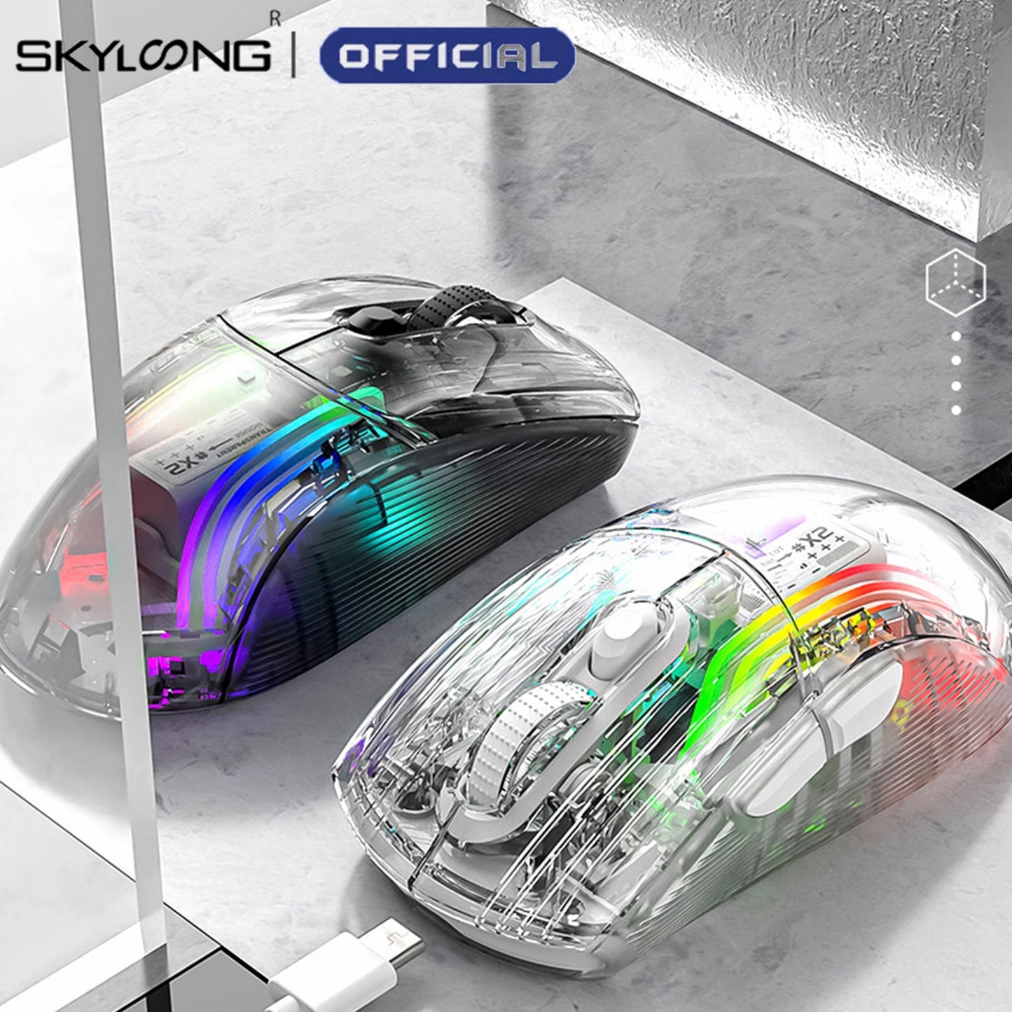 SKYLOONG Transparent Shell Mute Mouse Tri-mode
