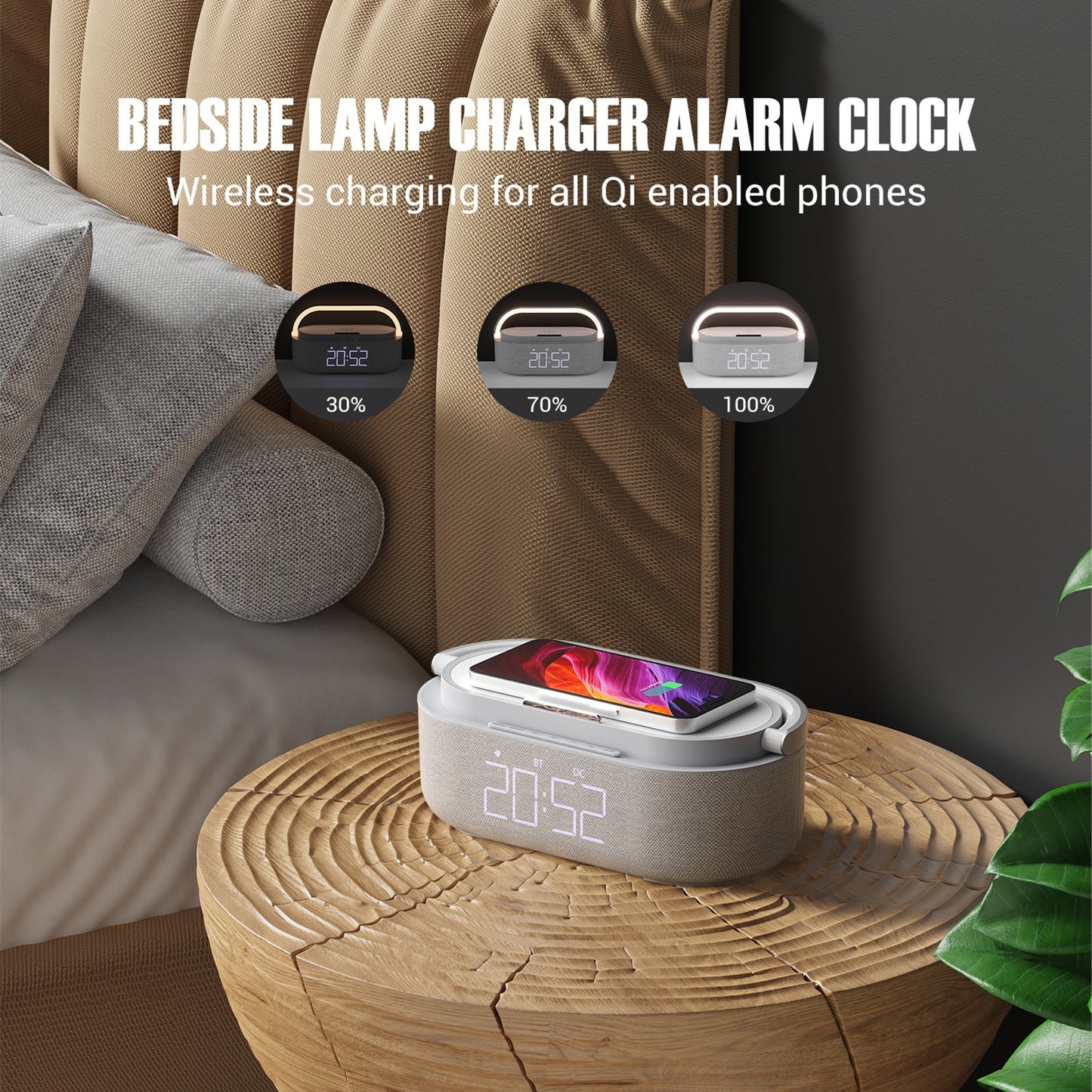 Bluetooth Speaker Digital Alarm Clock with Wireless Charging