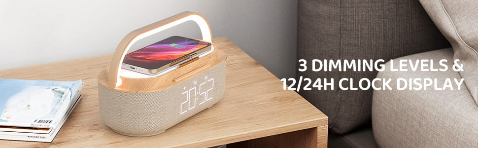 Bluetooth Speaker Digital Alarm Clock with Wireless Charging