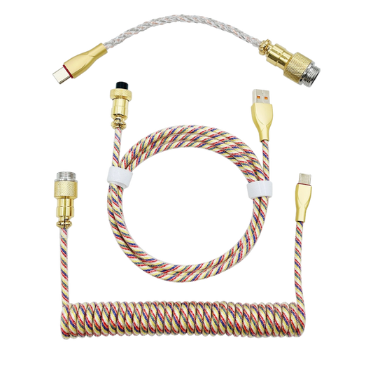 1.8M Cream & Red RGB Coiled Cable type C