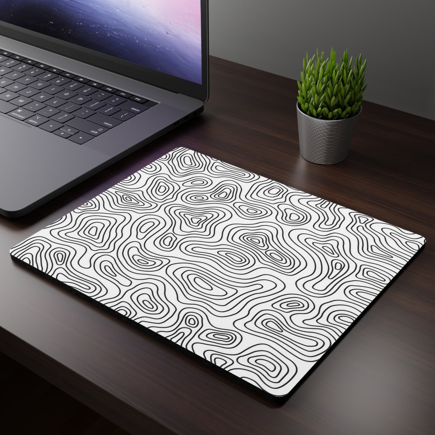 White Topo Glass Mouse Pad