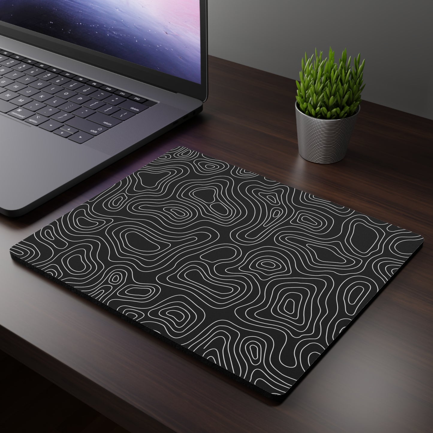 Black Topo Glass Mouse Pad