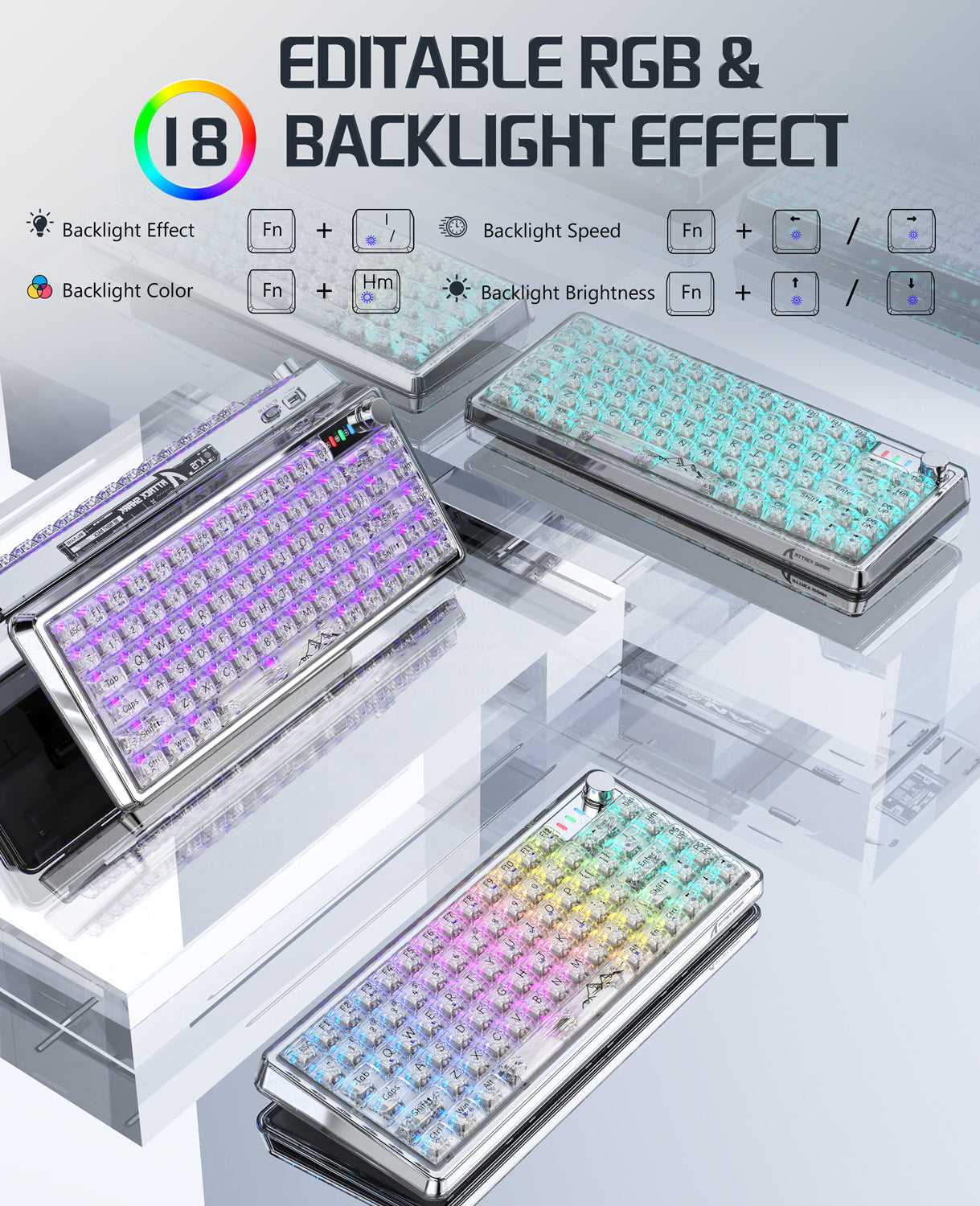 K75PRO Attack Shark Gaming Wireless Transparent RGB Keyboard