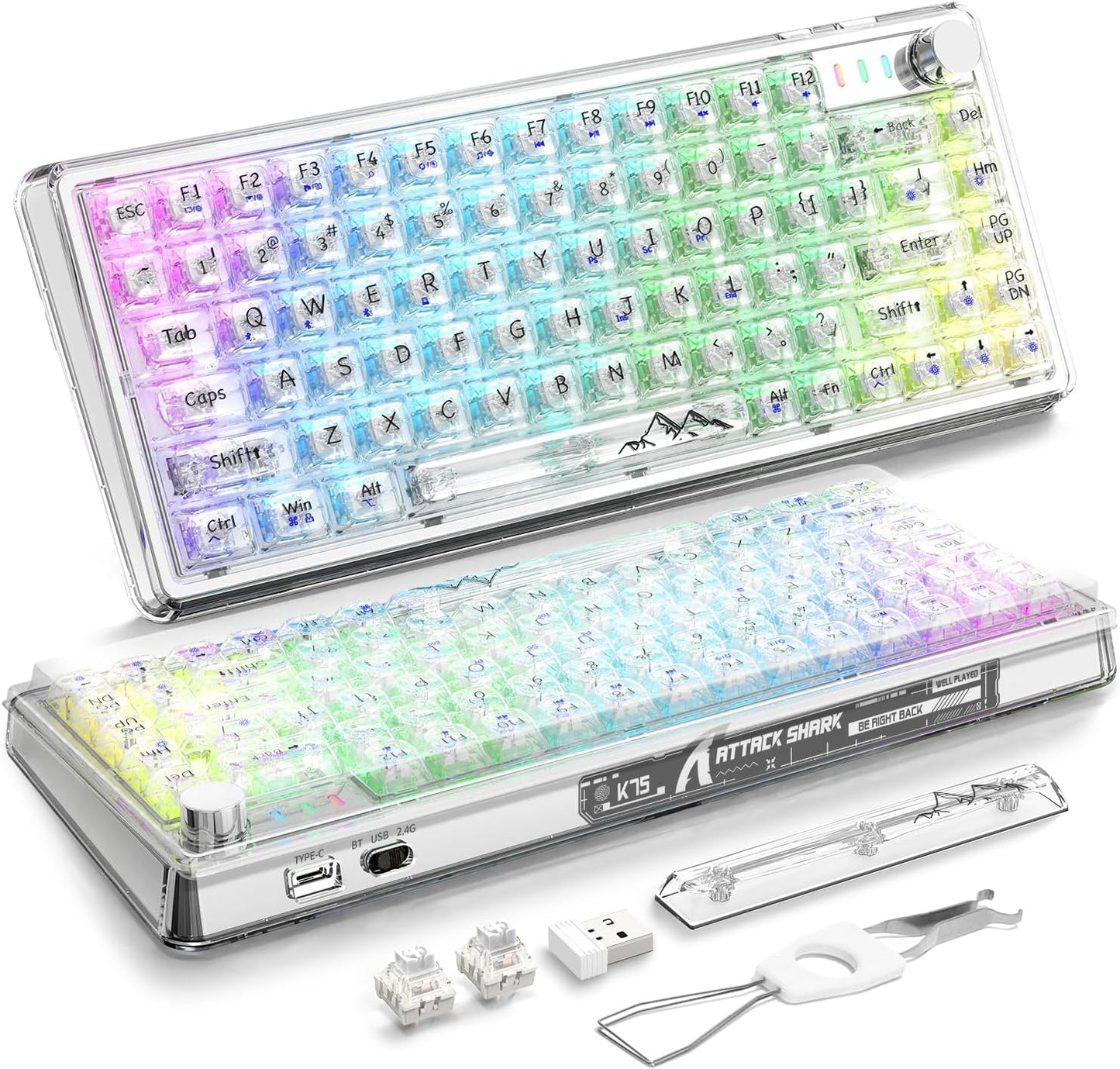 K75PRO Attack Shark Gaming Wireless Transparent RGB Keyboard