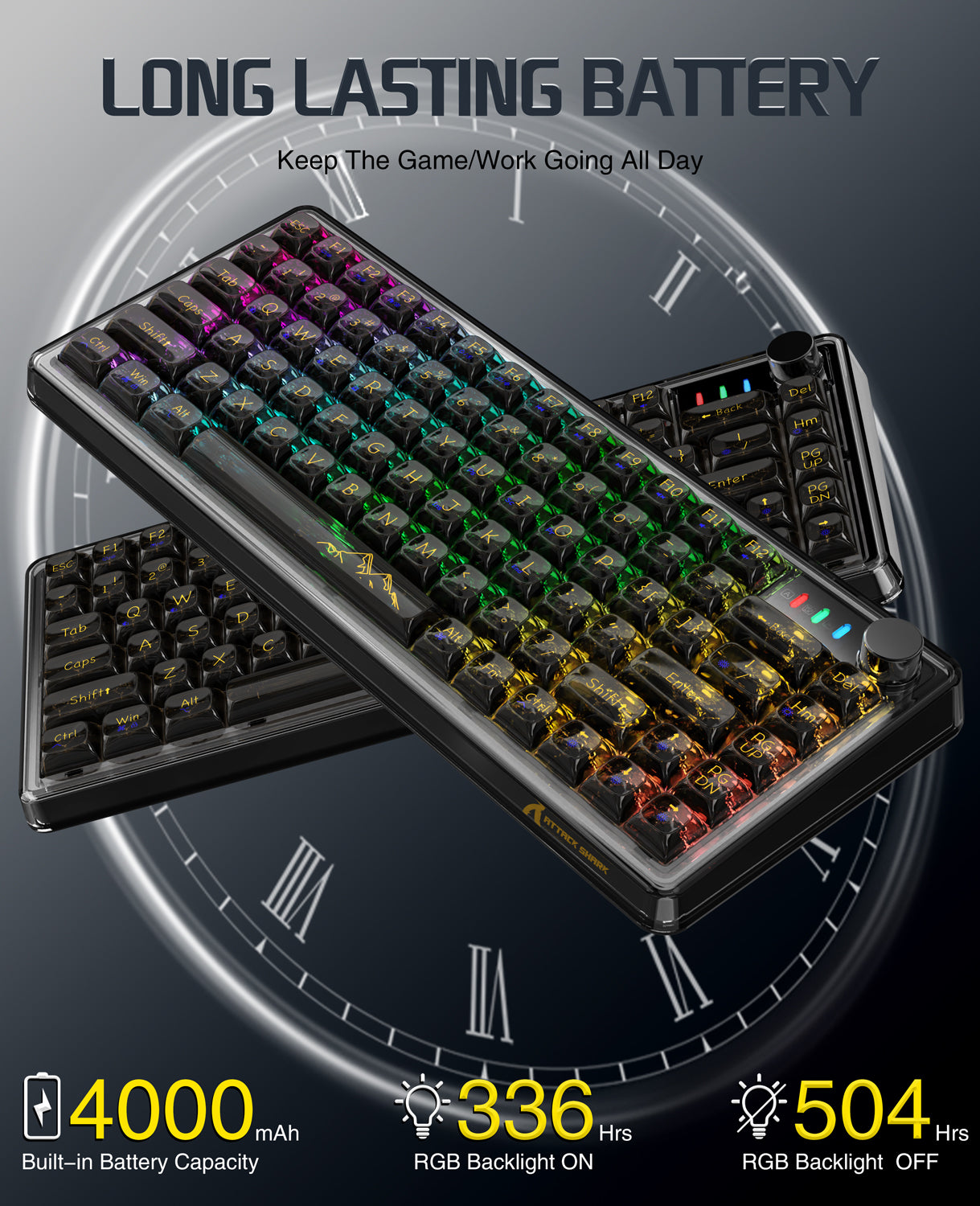 K75PRO Attack Shark Gaming Wireless Transparent RGB Keyboard