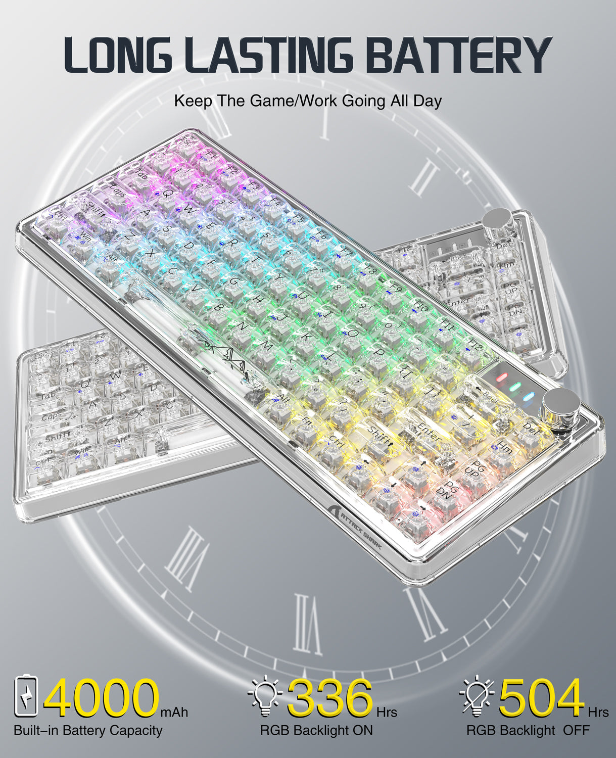 K75PRO Attack Shark Gaming Wireless Transparent RGB Keyboard