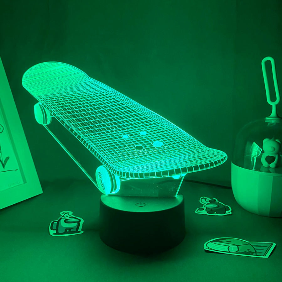 Skateboard Shape 3D Illusion LED Nightlight