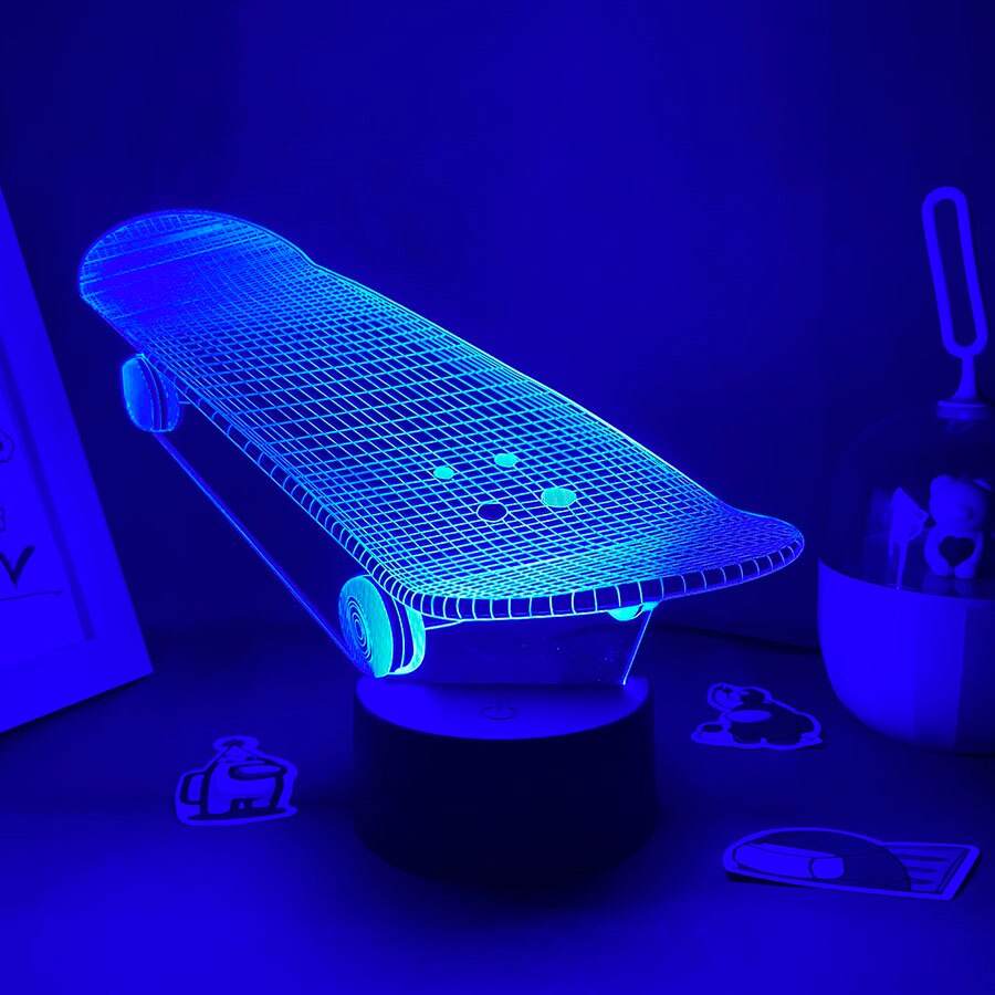 Skateboard Shape 3D Illusion LED Nightlight