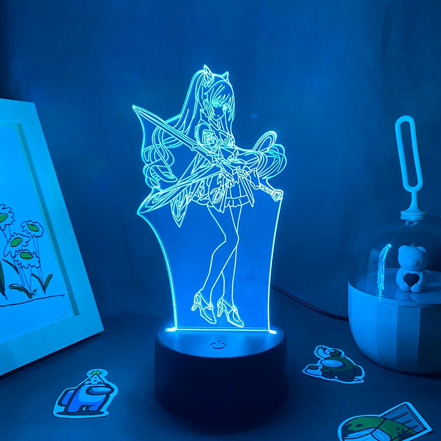 Genshin Impact Game Figure Keqing 3D Led Night Light