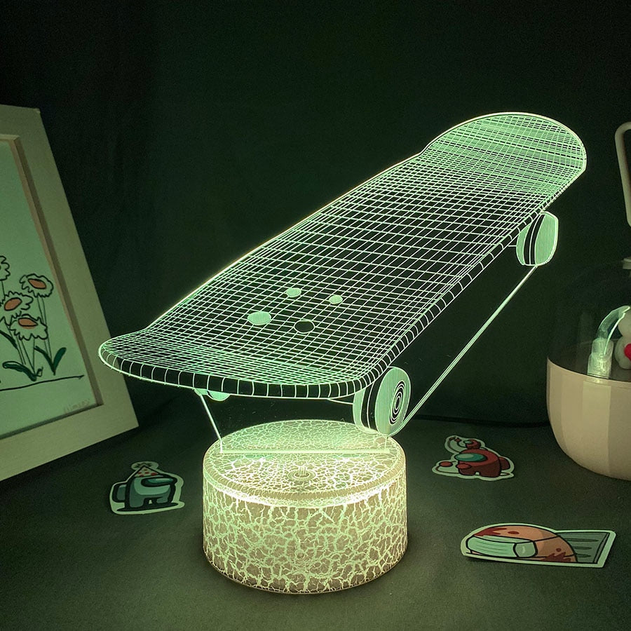 Skateboard Shape 3D Illusion LED Nightlight