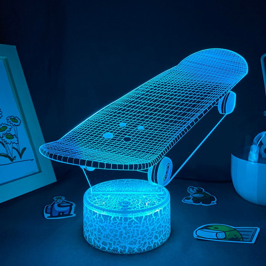 Skateboard Shape 3D Illusion LED Nightlight