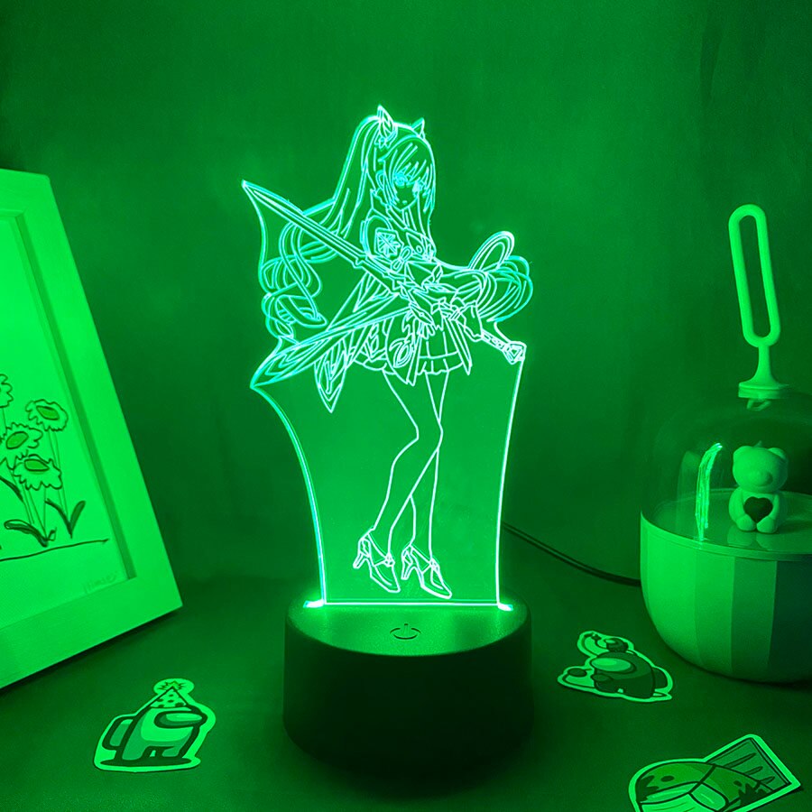 Genshin Impact Game Figure Keqing 3D Led Night Light