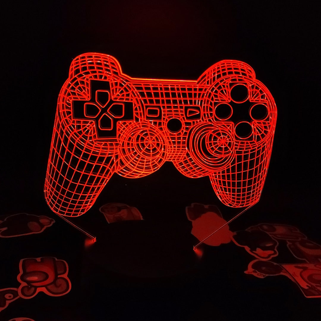 Gamepad 3D Led Illusion RGB أضواء ليلية نيون