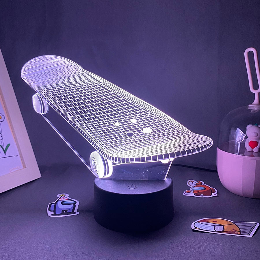 Skateboard Shape 3D Illusion LED Nightlight