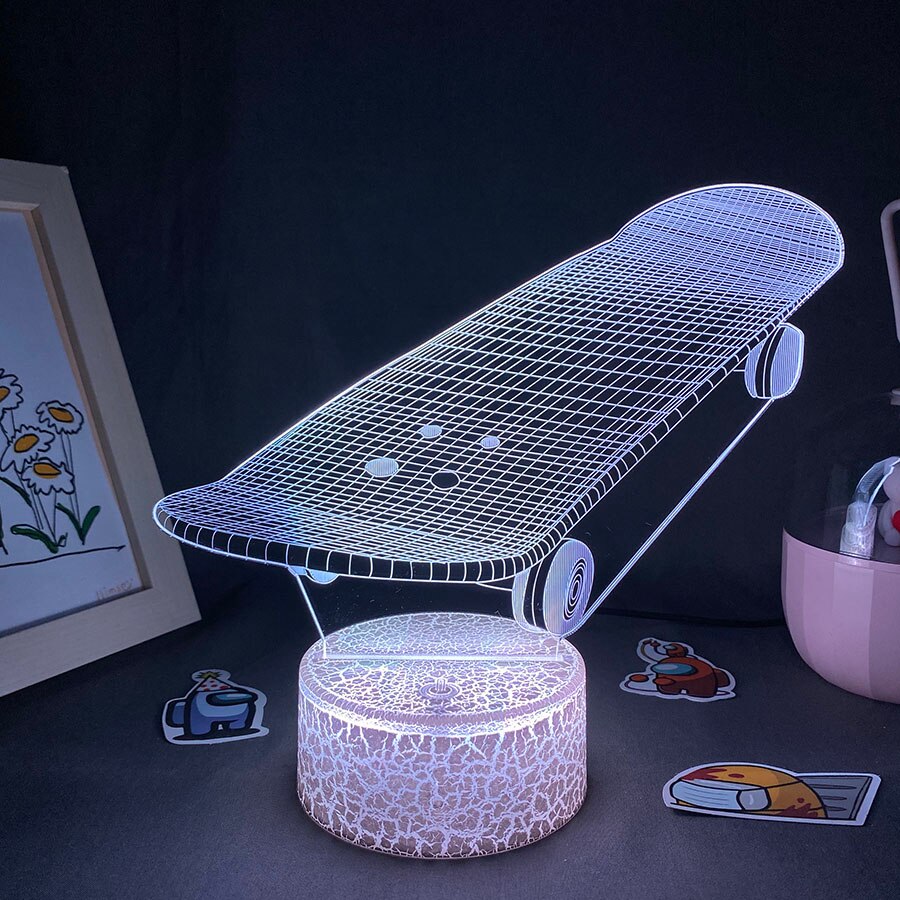 Skateboard Shape 3D Illusion LED Nightlight