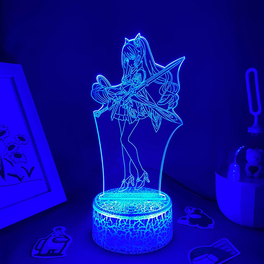 Genshin Impact Game Figure Keqing 3D Led Night Light