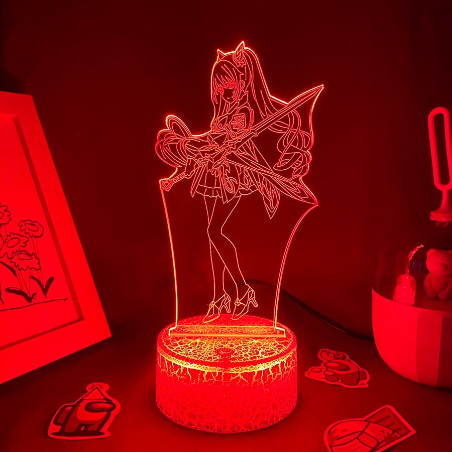 Genshin Impact Game Figure Keqing 3D Led Night Light