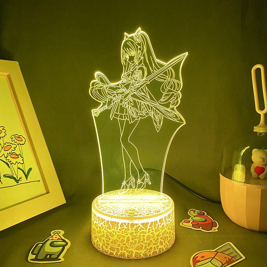 Genshin Impact Game Figure Keqing 3D Led Night Light