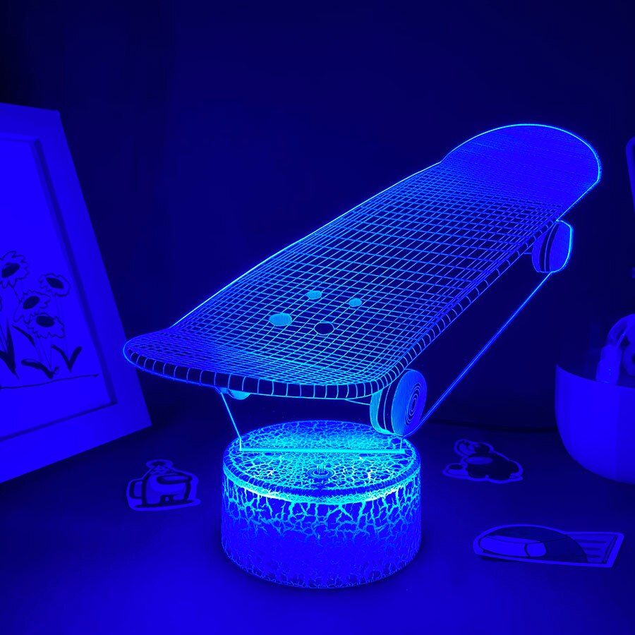 Skateboard Shape 3D Illusion LED Nightlight