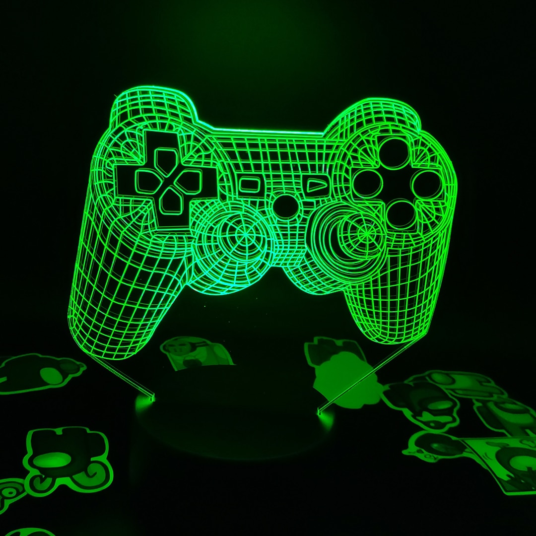 Gamepad 3D Led Illusion RGB أضواء ليلية نيون