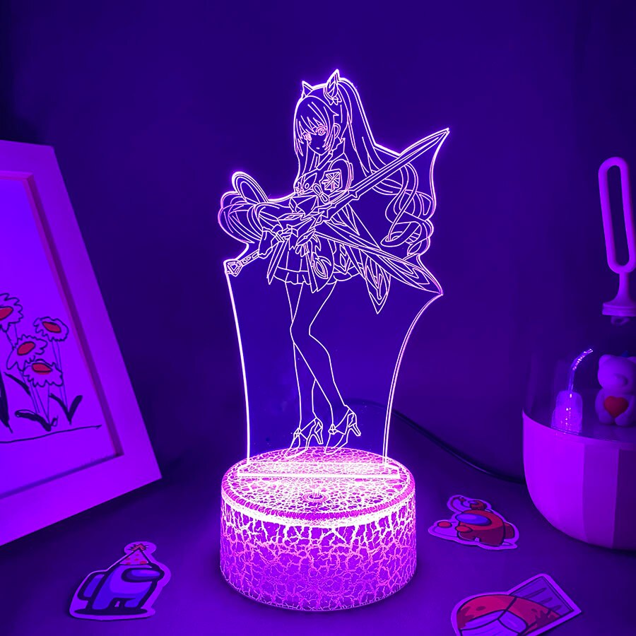 Genshin Impact Game Figure Keqing 3D Led Night Light