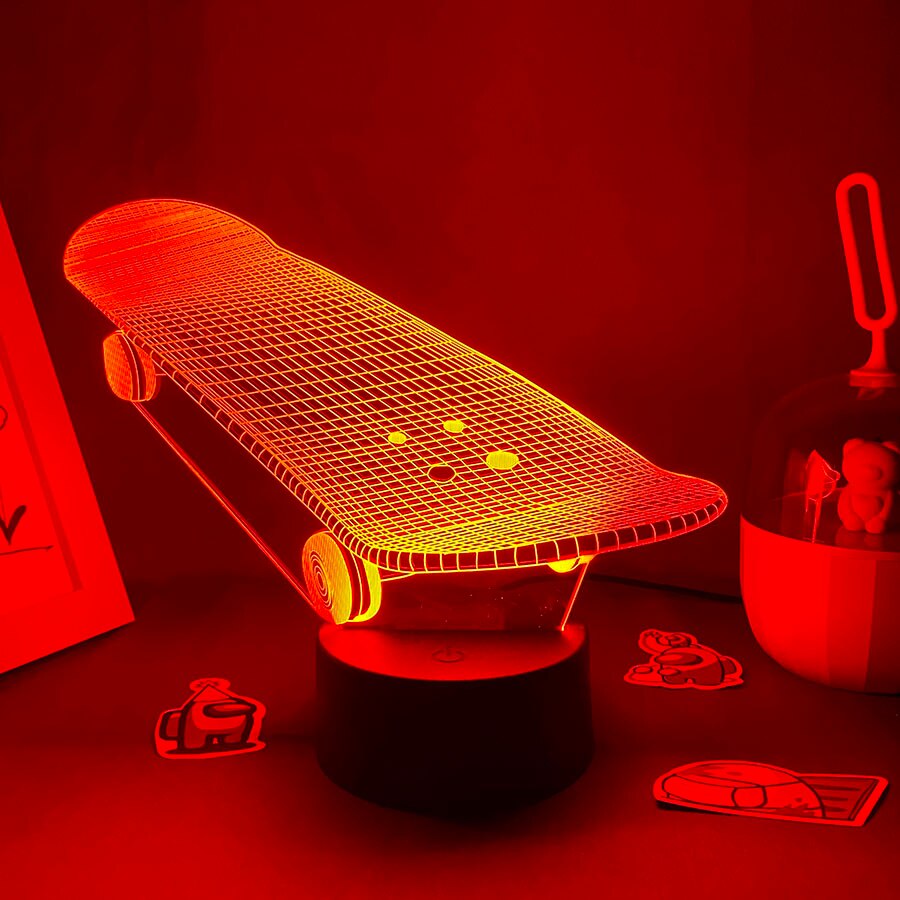 Skateboard Shape 3D Illusion LED Nightlight