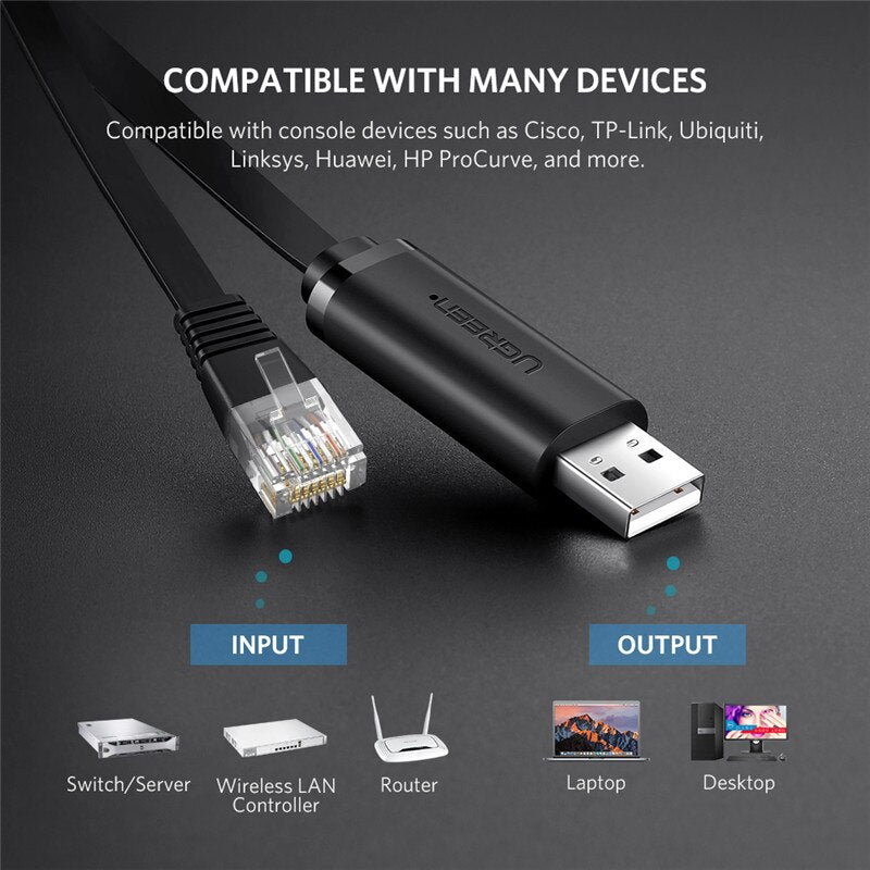 Ugreen USB إلى RJ45 وحدة التحكم كابل RS232 مهايئ متسلسل لجهاز توجيه سيسكو 1.5 متر USB RJ 45 8P8C محول USB وحدة التحكم