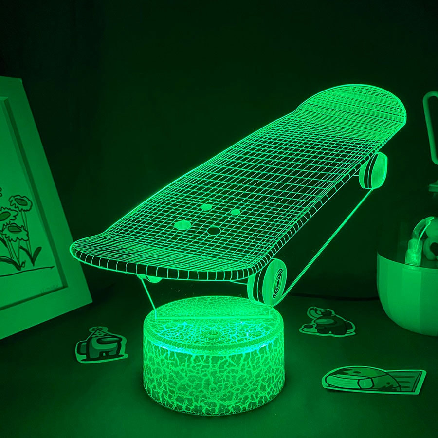 Skateboard Shape 3D Illusion LED Nightlight