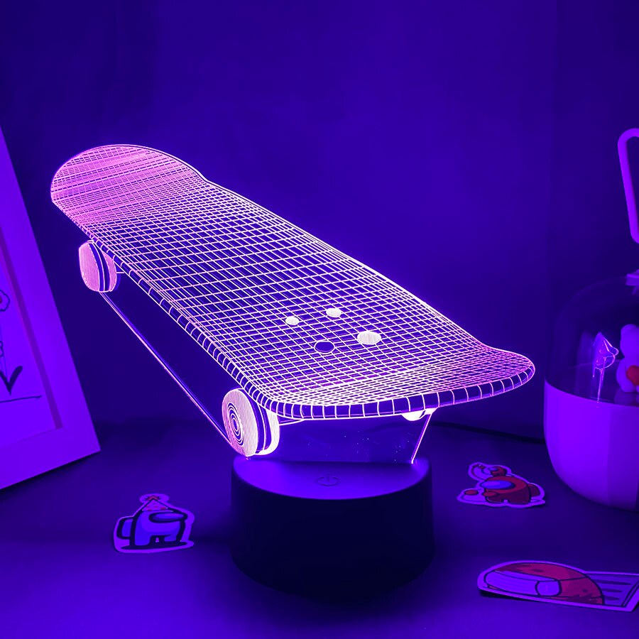 Skateboard Shape 3D Illusion LED Nightlight