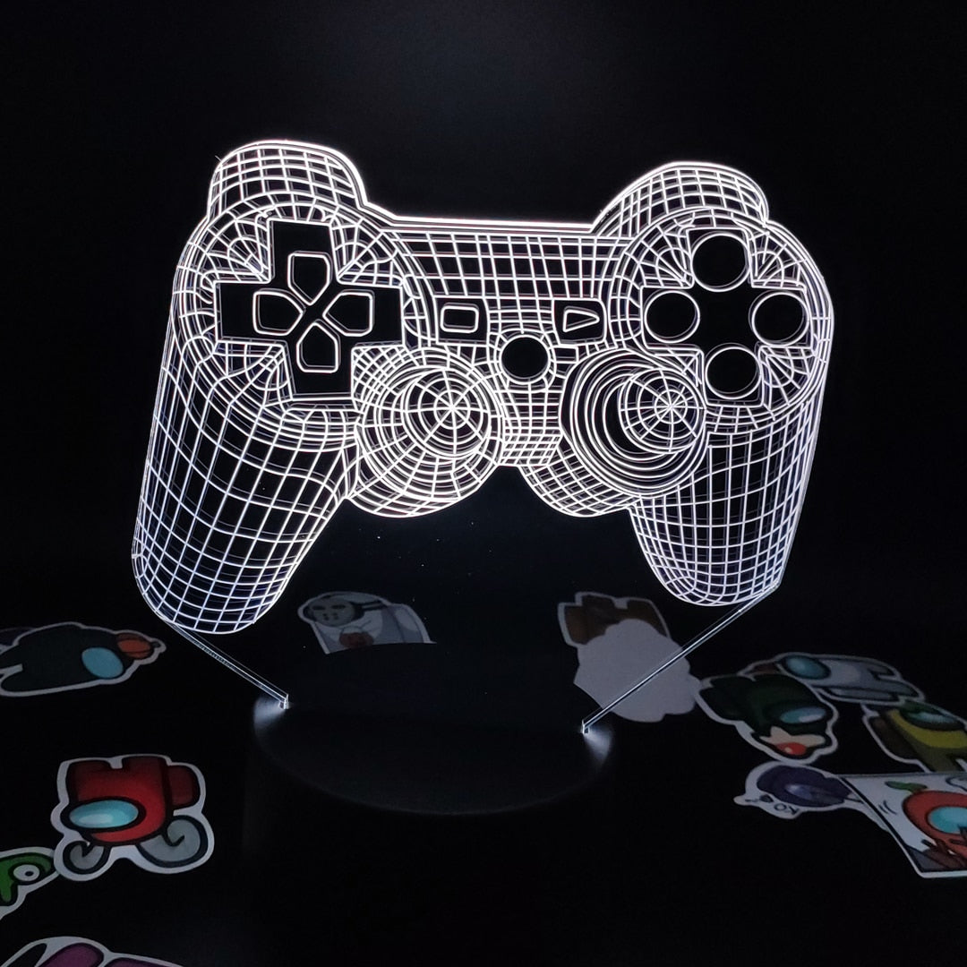 Gamepad 3D Led Illusion RGB أضواء ليلية نيون