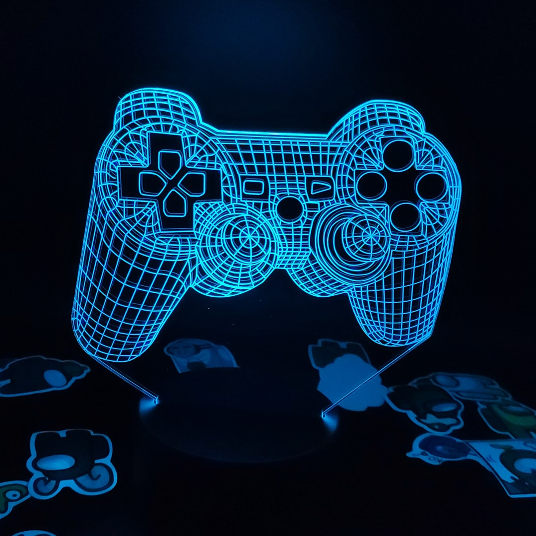 Gamepad 3D Led Illusion RGB أضواء ليلية نيون