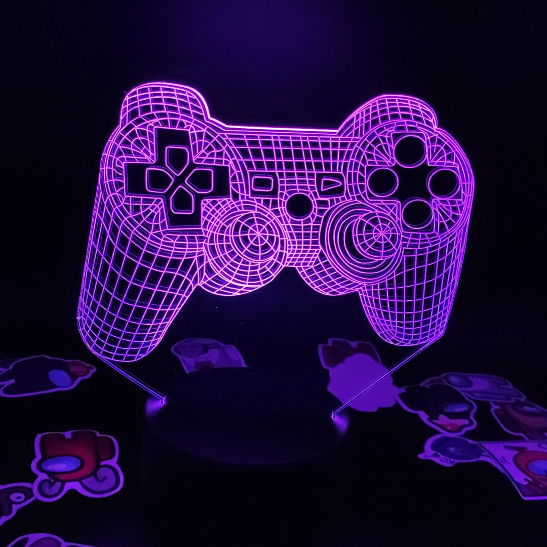 Gamepad 3D Led Illusion RGB أضواء ليلية نيون