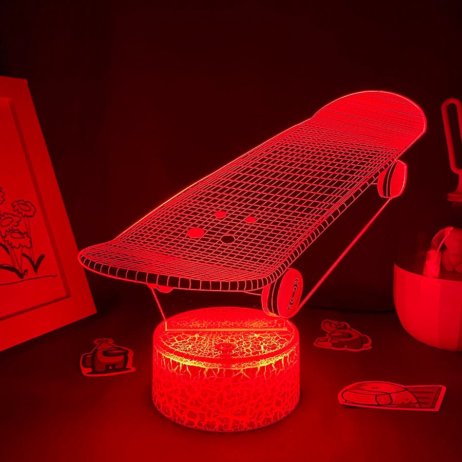 Skateboard Shape 3D Illusion LED Nightlight