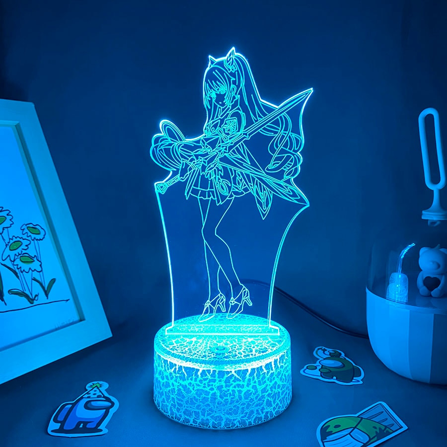 Genshin Impact Game Figure Keqing 3D Led Night Light