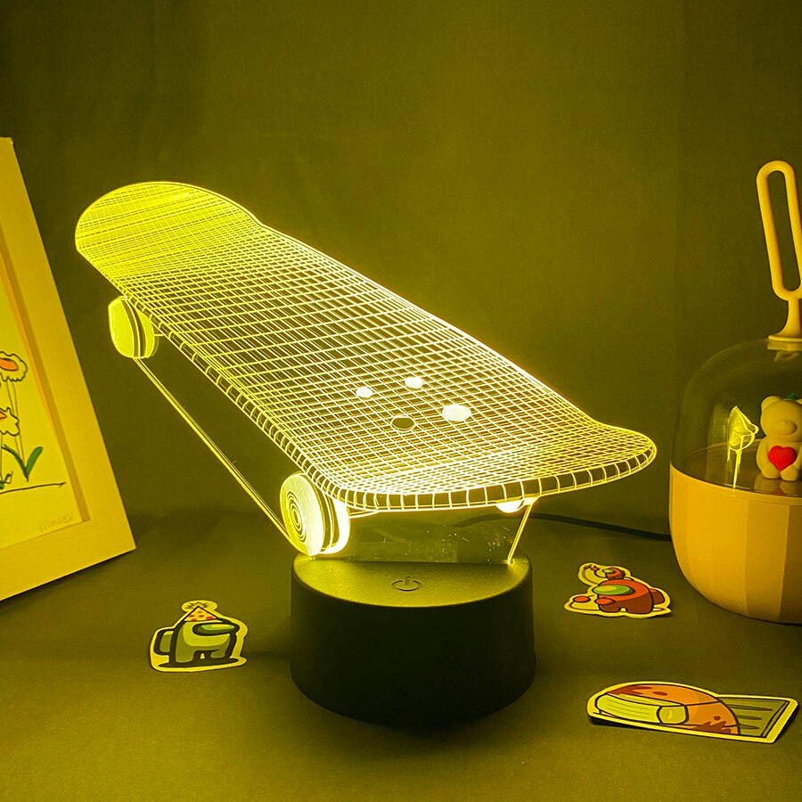 Skateboard Shape 3D Illusion LED Nightlight