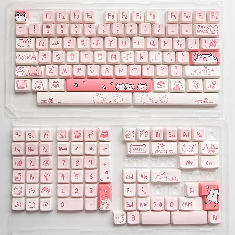 Pink Cat MDA PBT Keycaps