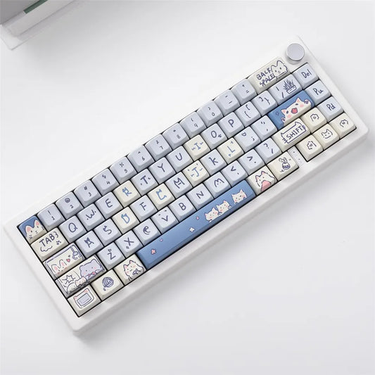 Blue Meow Meow Cat KeyCaps PBT MDA