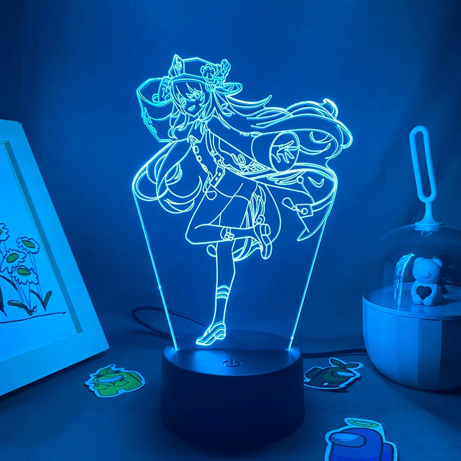 Genshin Impact Game Figure Hutao 3D Led Nightlight