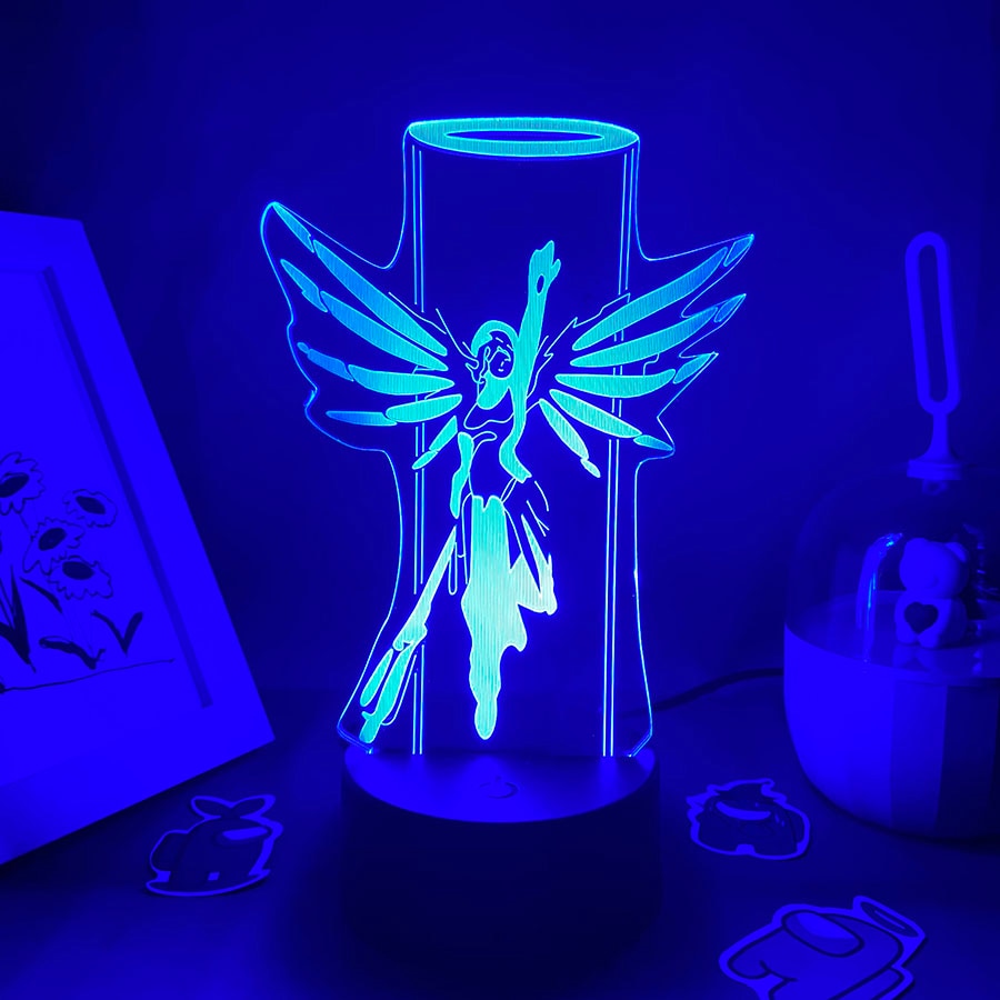 Overwatches OW Game Figure Mercy 3D Night Lights