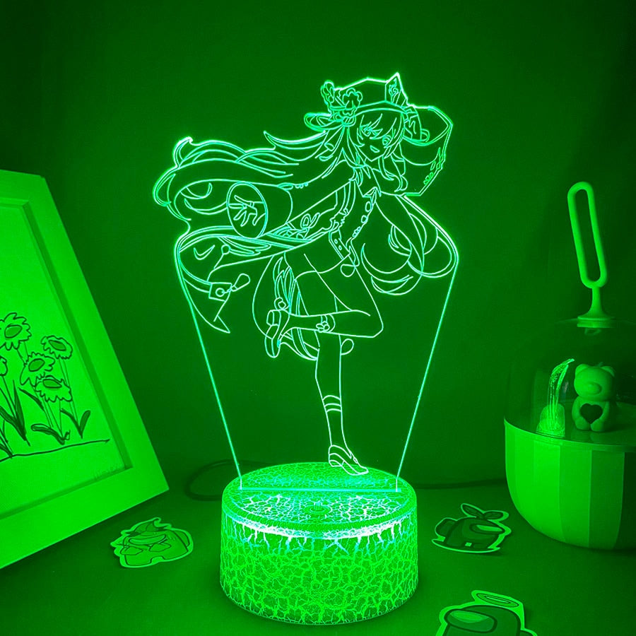 Genshin Impact Game Figure Hutao 3D Led Nightlight