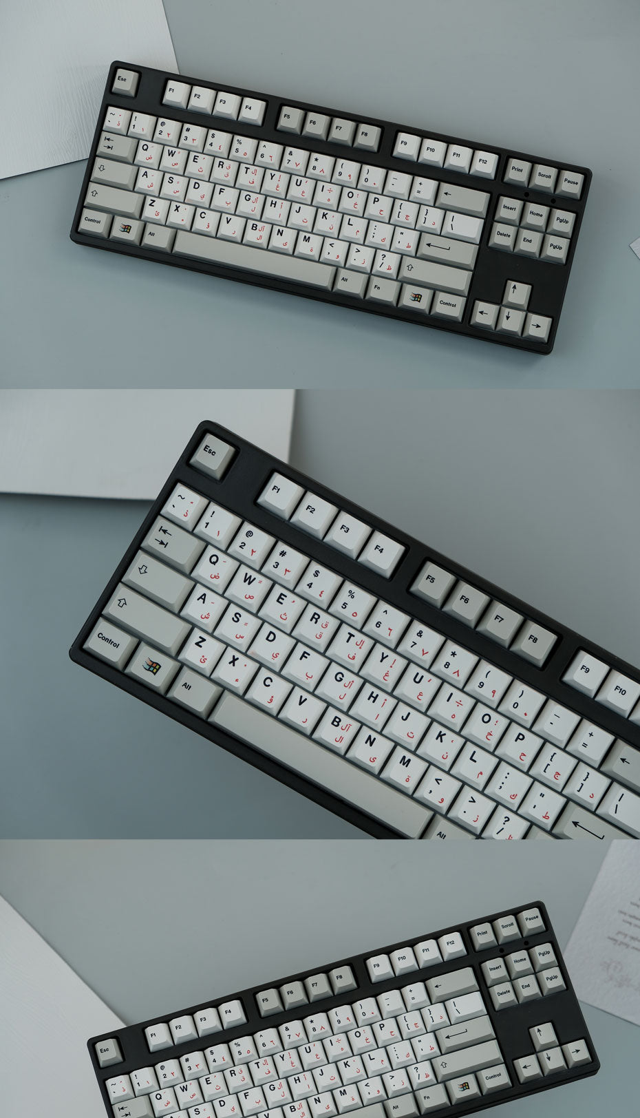 Arabic Thick Gray White Keycaps