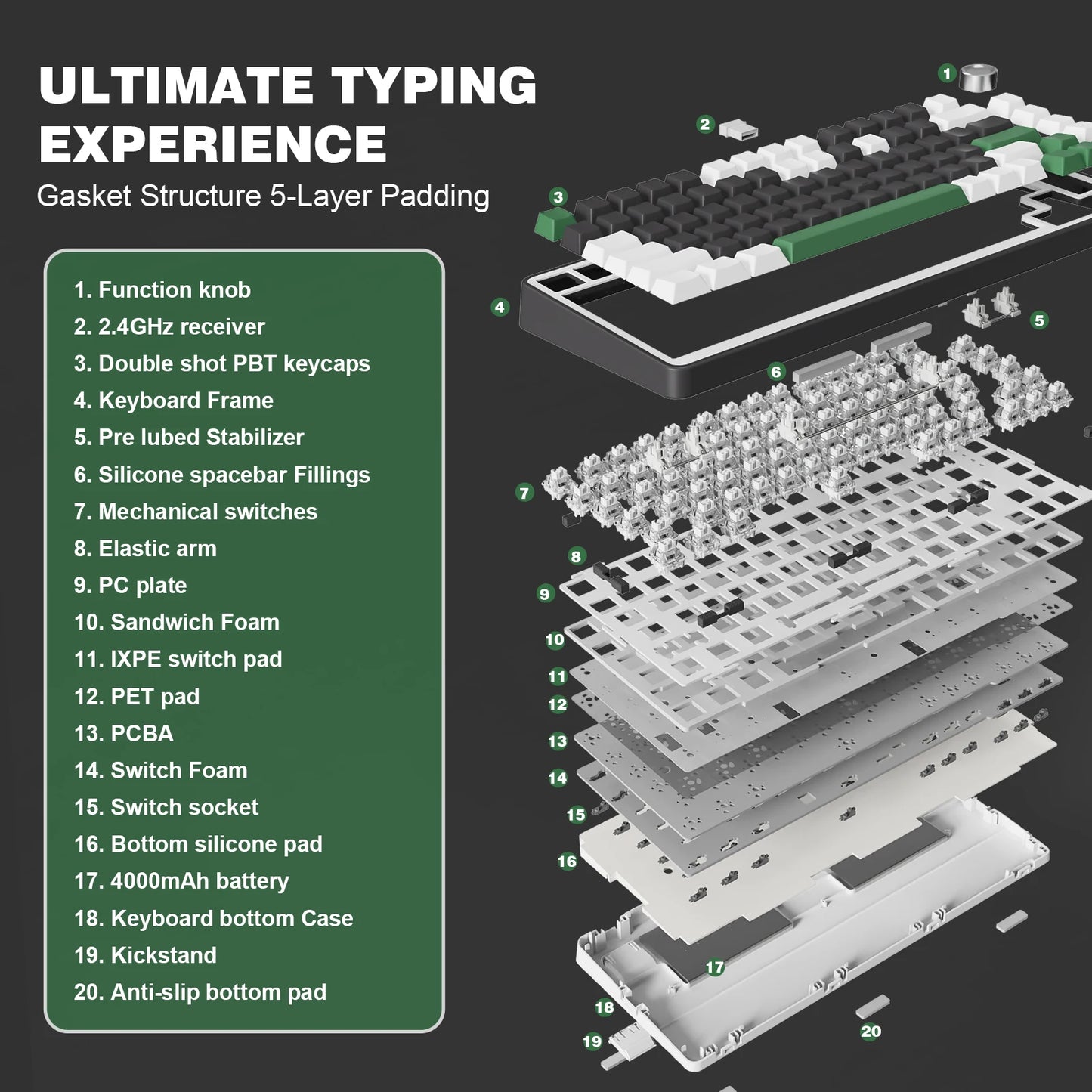 YUNZII B75 PRO Wireless Creamy Gaming Keyboard