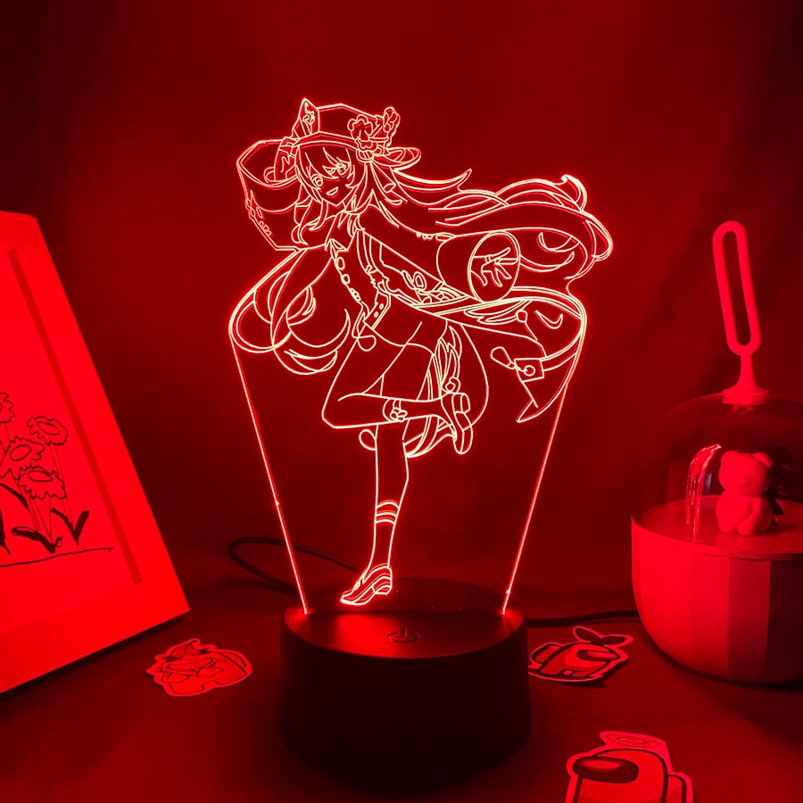 Genshin Impact Game Figure Hutao 3D Led Nightlight