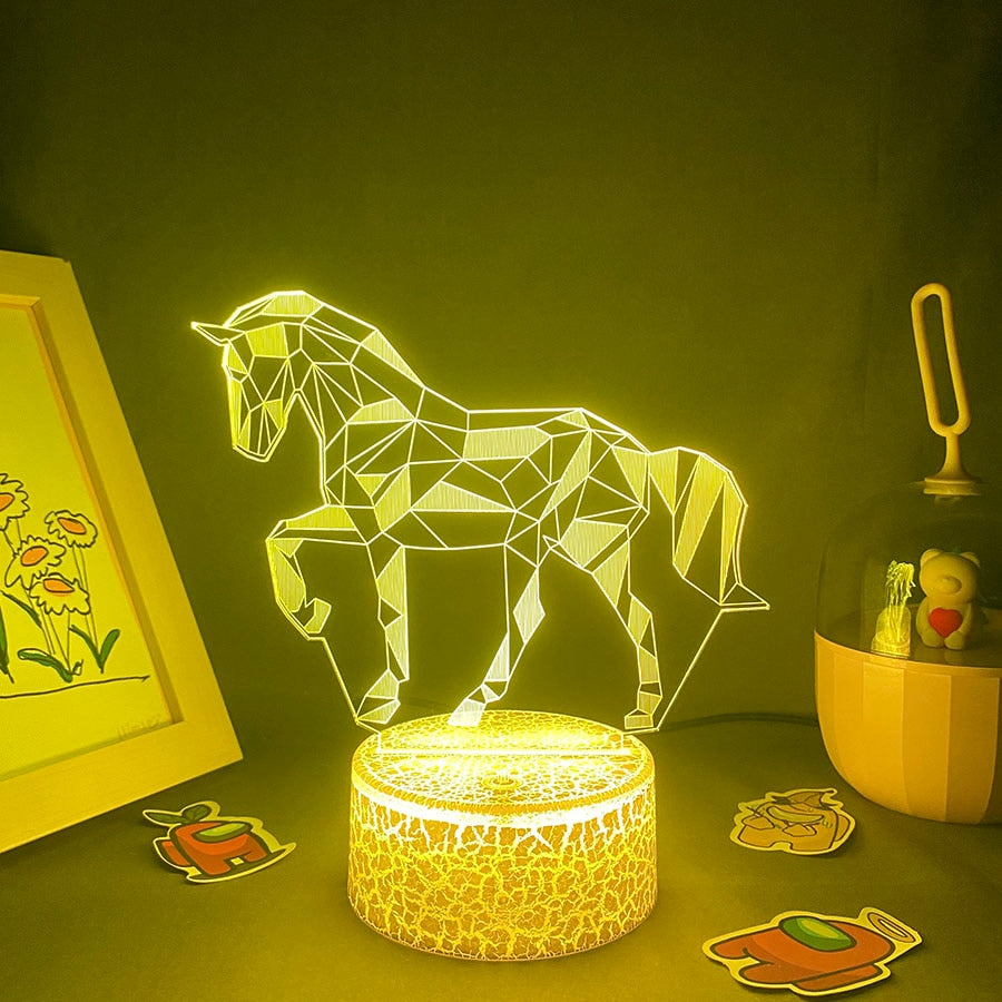 Cute Animal Horse 3D LED Neon Lava Lamps