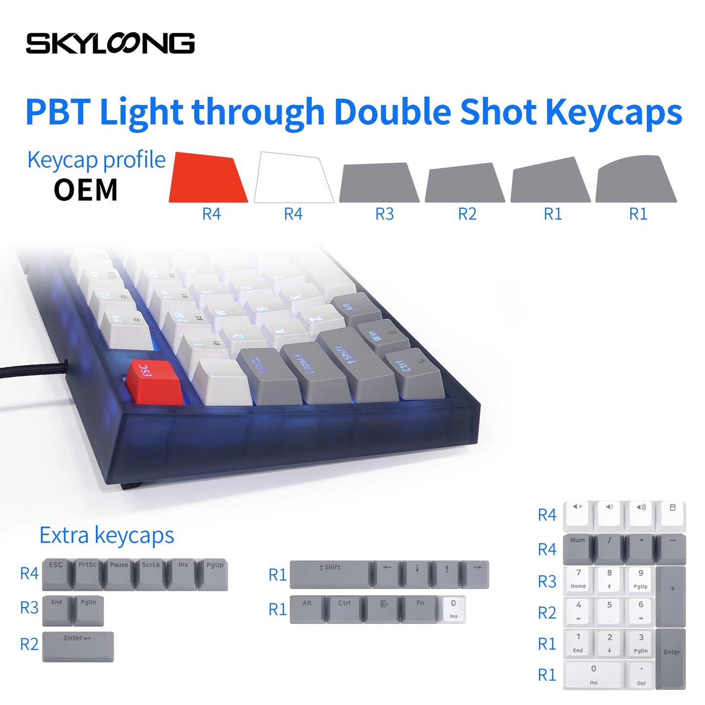 SKYLOONG GK75 لوحة مفاتيح ميكانيكية 75% -OPTICAL-