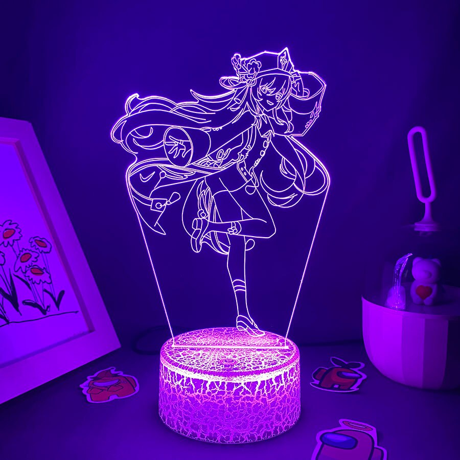 Genshin Impact Game Figure Hutao 3D Led Nightlight